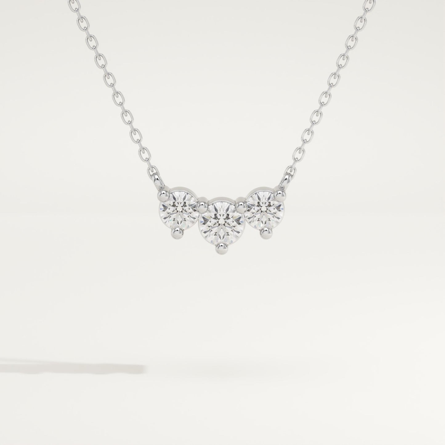 0.35 TCW Round Lab-Grown Diamond Three Stone Charm Necklace