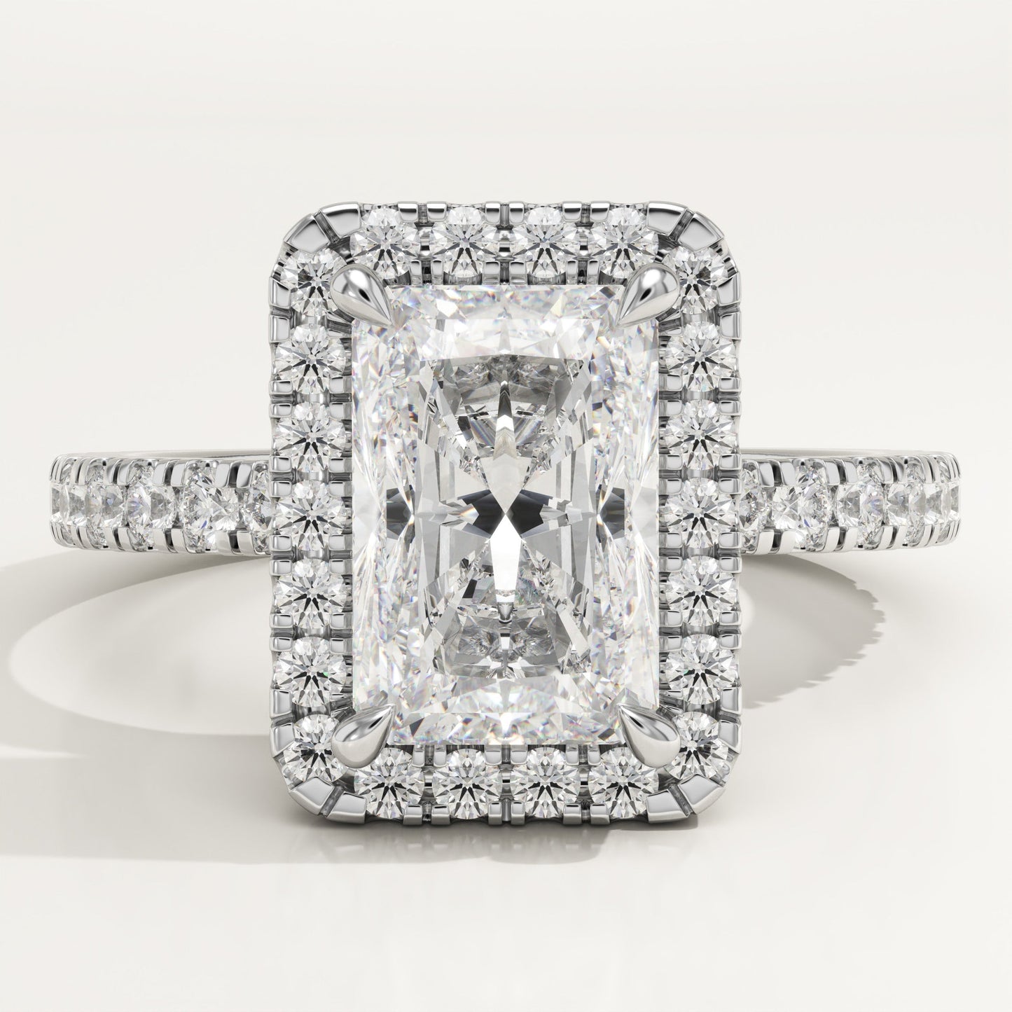 Radiant Cut Halo & Pave Lab-Grown Diamond Engagement Ring