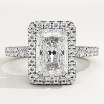 Radiant Cut Halo & Pave Lab-Grown Diamond Engagement Ring