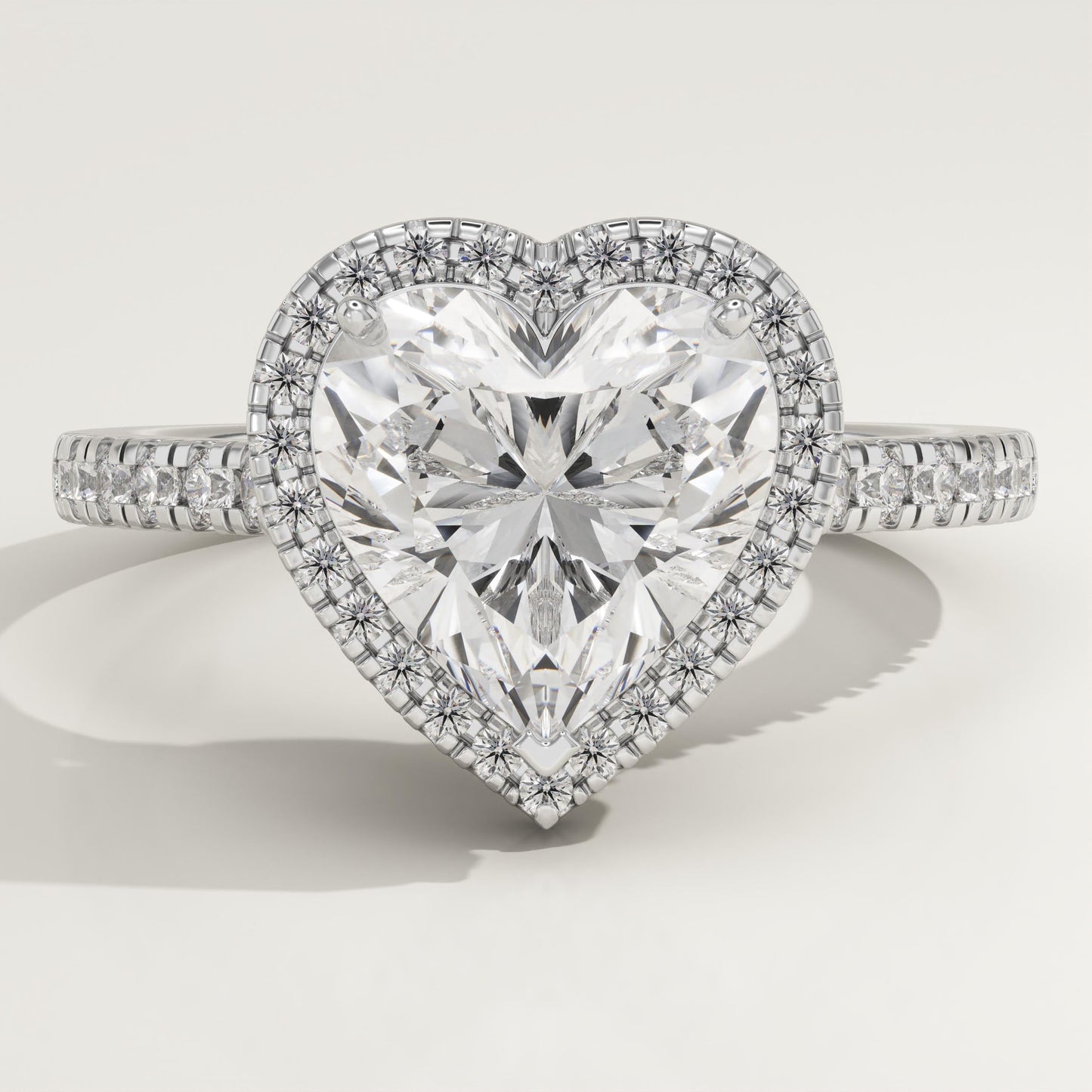 Heart Cut Halo & Pave Cathedral Lab-Grown Diamond Engagement Ring