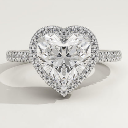 Heart Cut Halo & Pave Cathedral Lab-Grown Diamond Engagement Ring