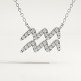 0.114 TCW Round Lab-Grown Diamond Aquarius Zodiac Necklace