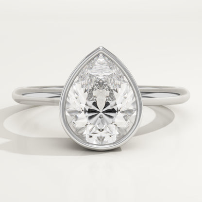 Pear Cut Bezel Lab-Grown Diamond Engagement Ring