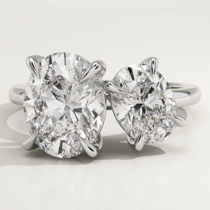 3.5 TCW Oval Cut Toi Et Moi Lab-Grown Diamond Engagement Ring