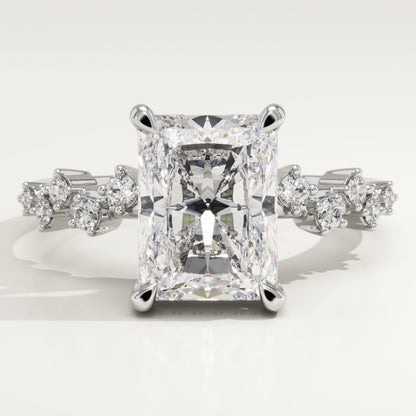 Radiant Cut Hidden Halo & Pave Lab-Grown Diamond Engagement Ring