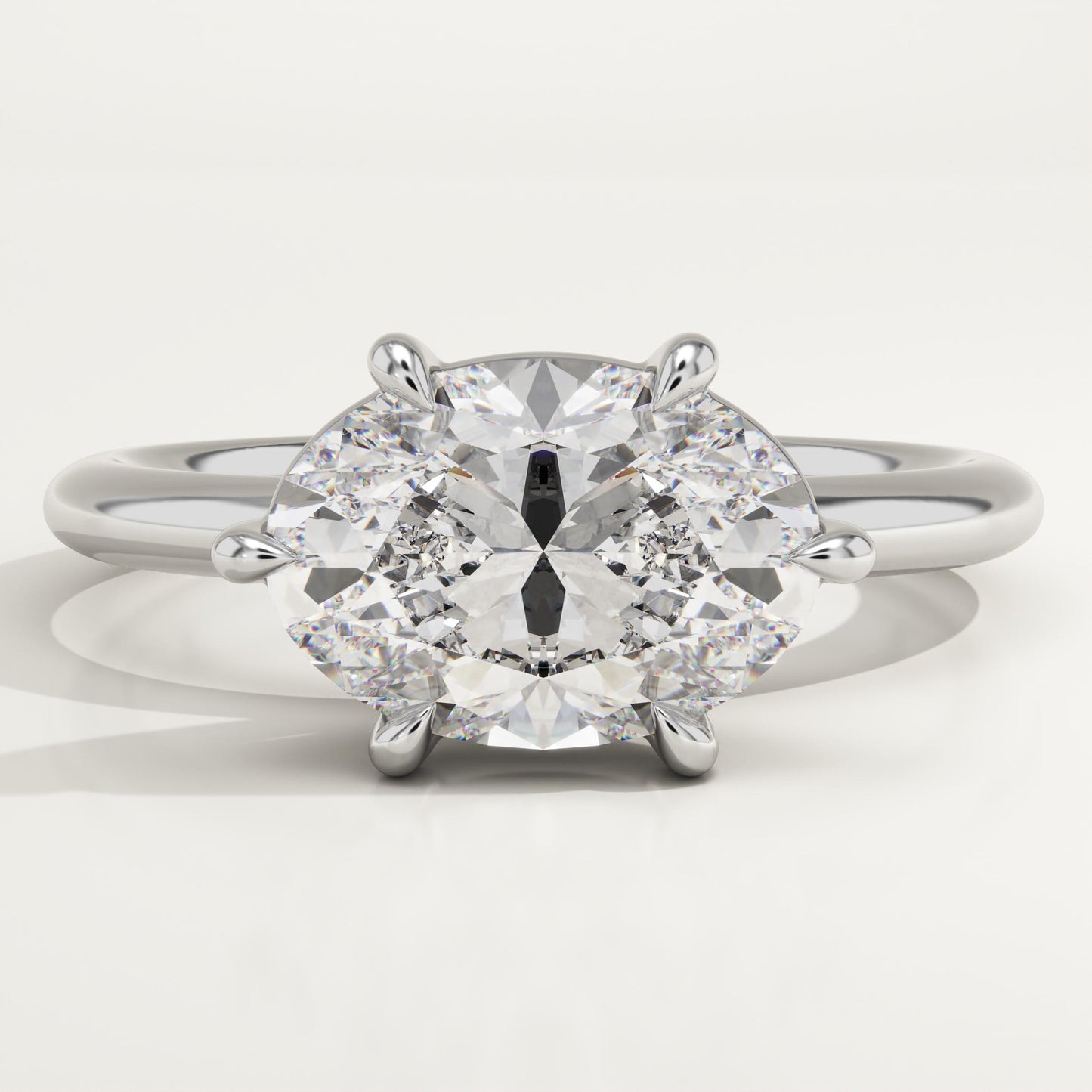 East West Oval Cut Solitaire Lab-Grown Diamond Engagement Ring