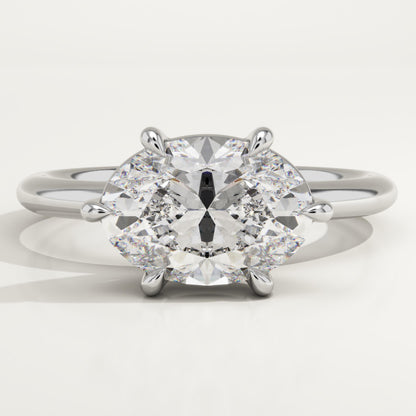 East West Oval Cut Solitaire Lab-Grown Diamond Engagement Ring