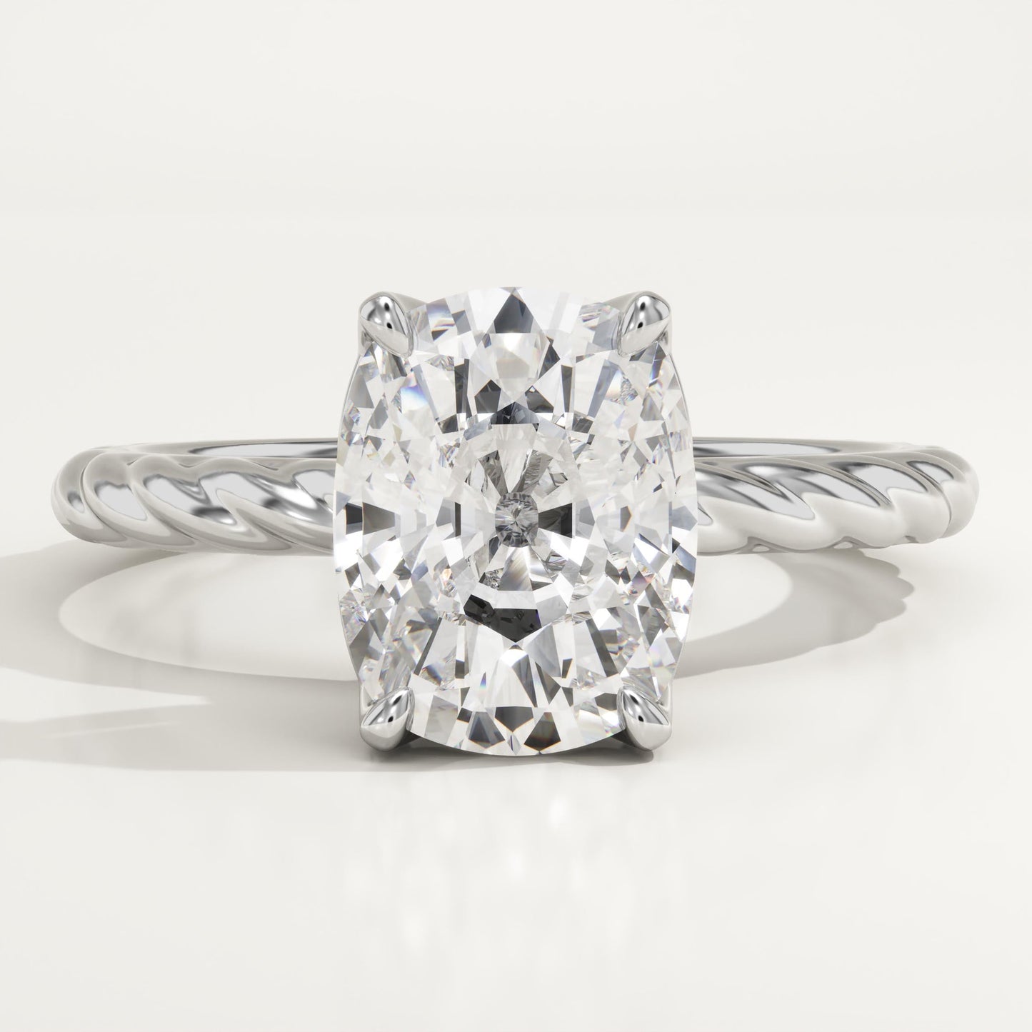 Elongated Cushion Cut Twisted Shank Lab-Grown Diamond Engagement Ring