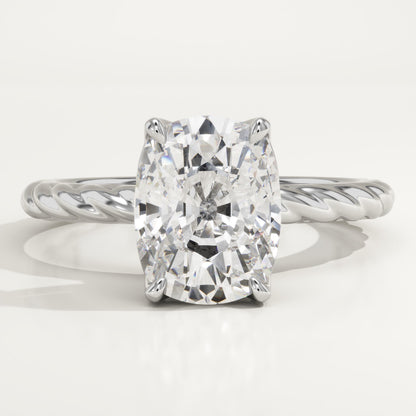 Elongated Cushion Cut Twisted Shank Lab-Grown Diamond Engagement Ring