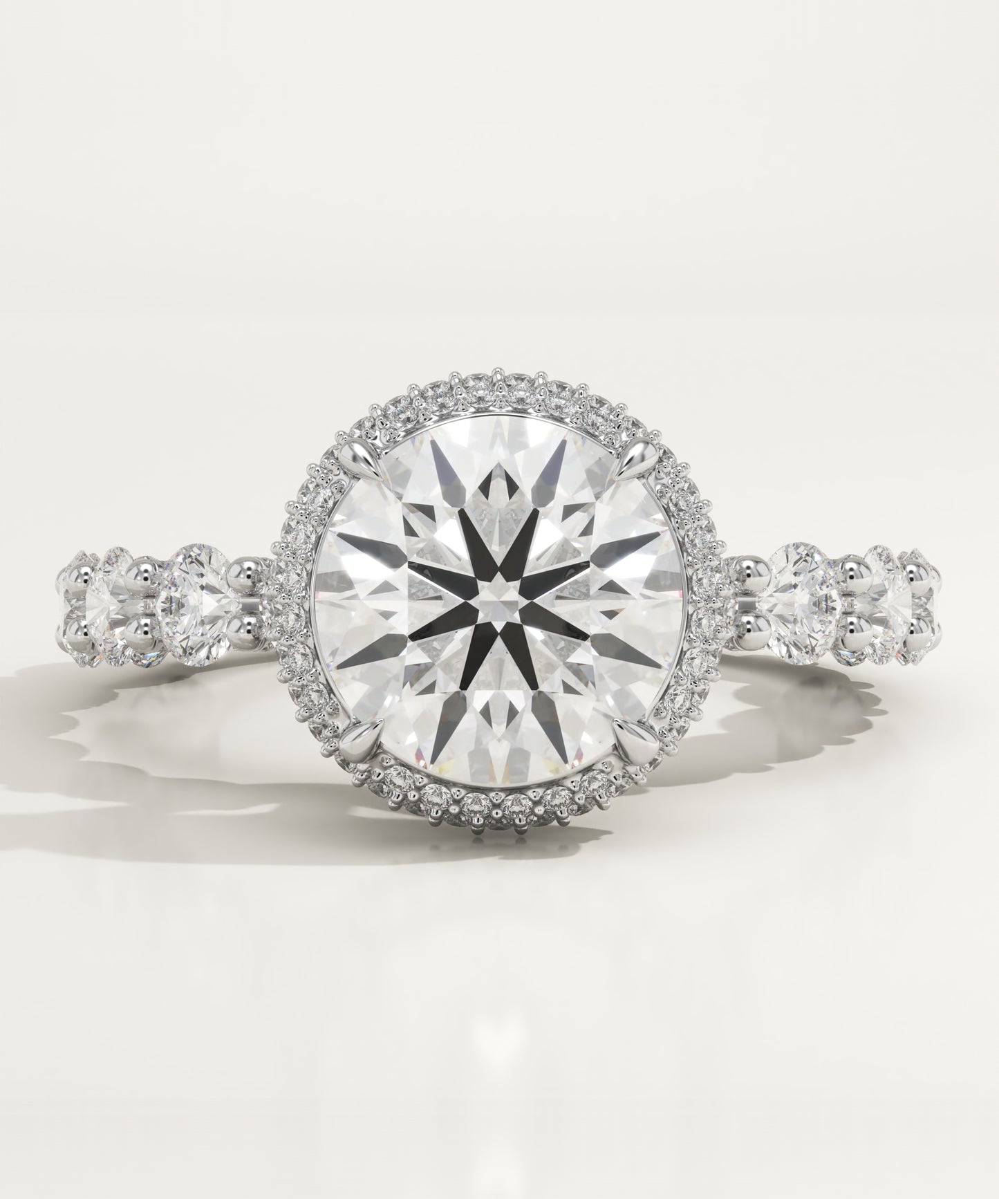 2.0 CT Round Cut Moissanite Halo & Pave Engagement Ring (US Size 7 to 7.5 Ready To Ship) (Copy)