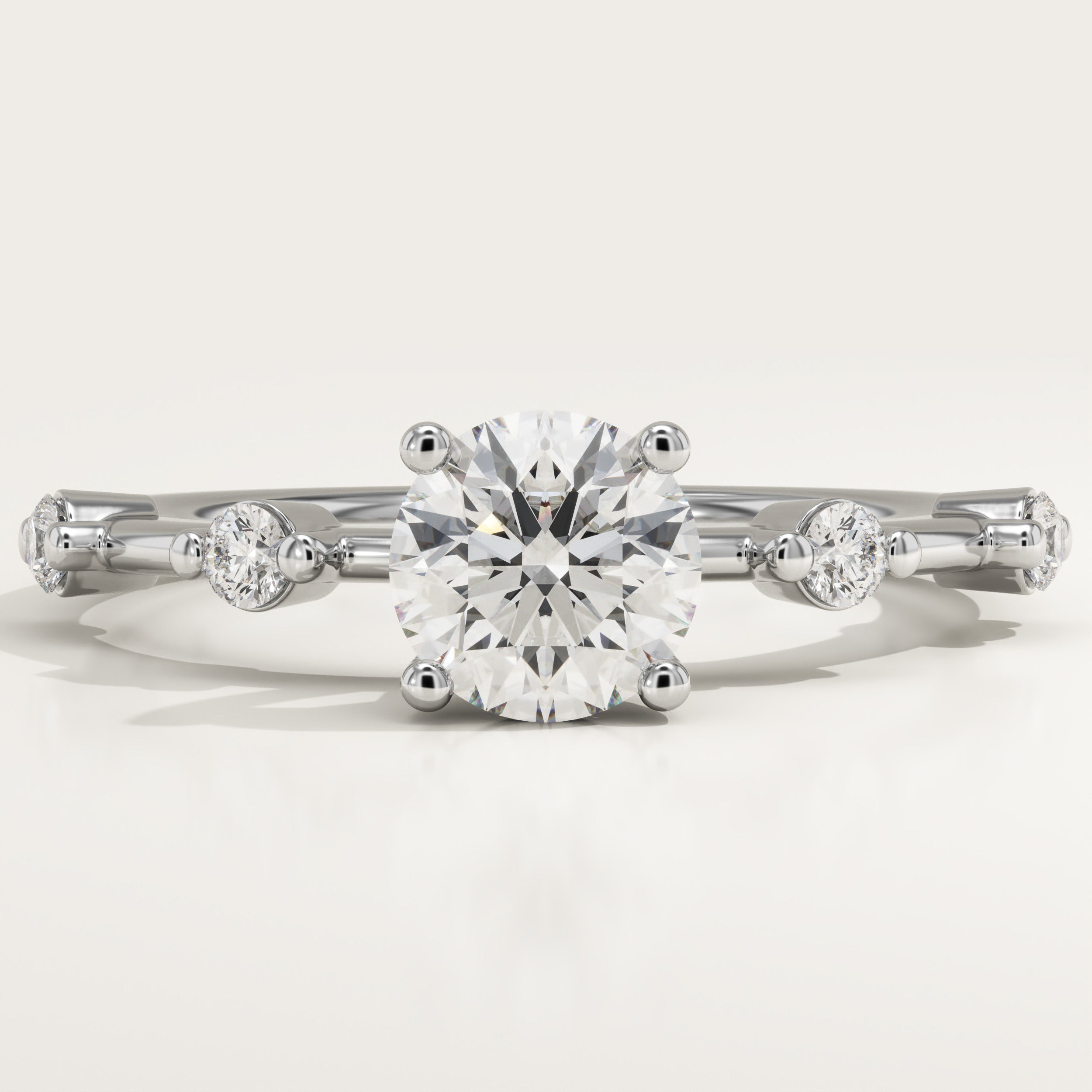 2.0 CT Round Cut Dainty Pave Lab-Grown Diamond Engagement Ring