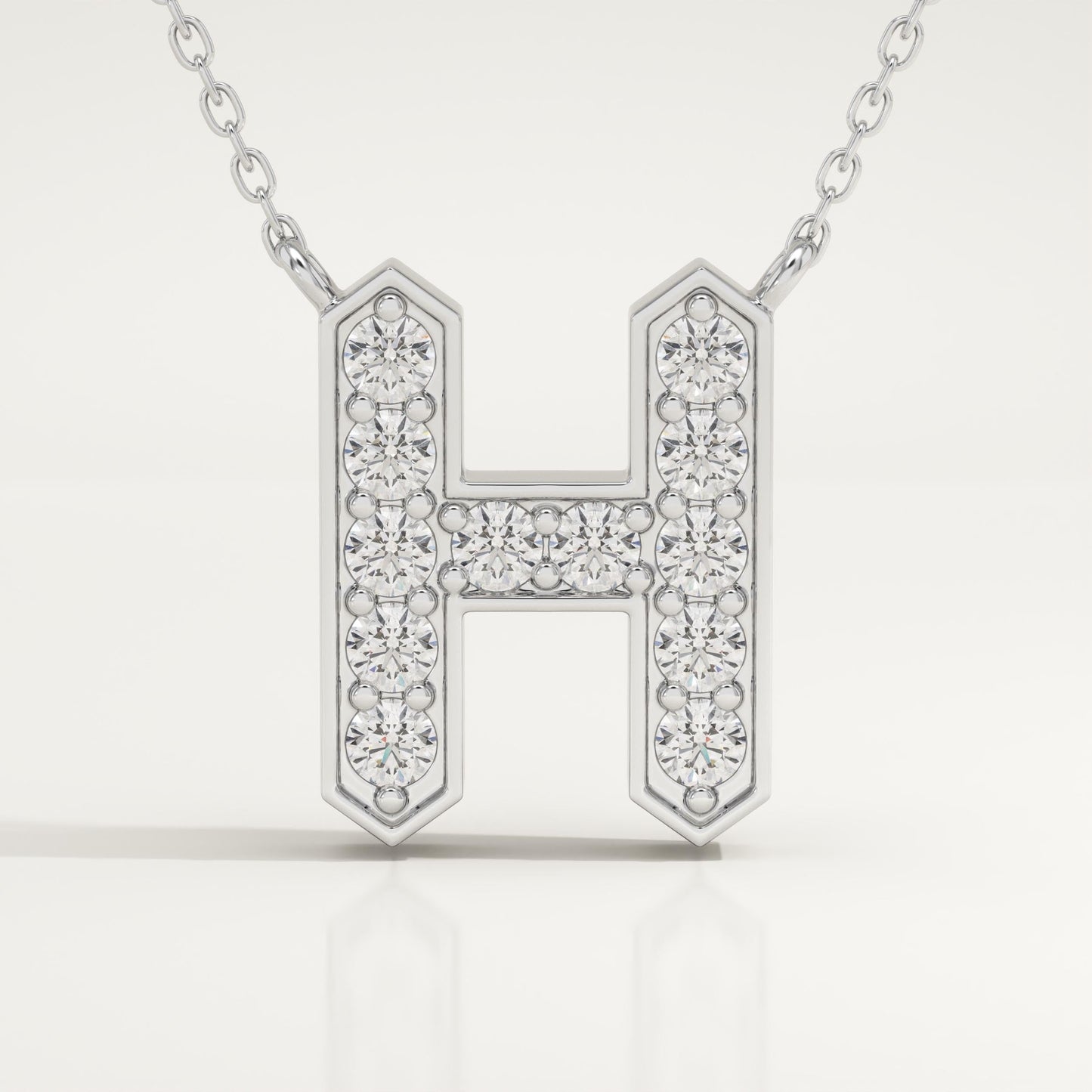 0.36 TCW Round Lab-Grown Diamond H Initial Necklace