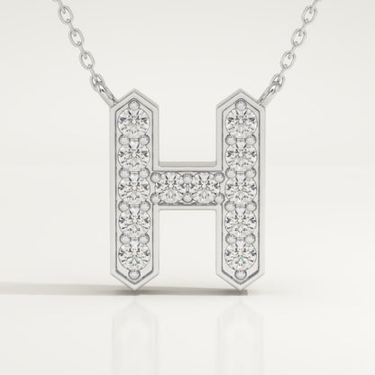 0.36 TCW Round Lab-Grown Diamond H Initial Necklace