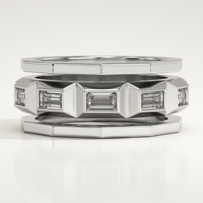 0.67 TCW Baguette Lab-Grown Diamond Five Stone Wedding Band For Men