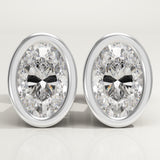 1 TCW Oval Bezel Lab-Grown Diamond Stud Earrings