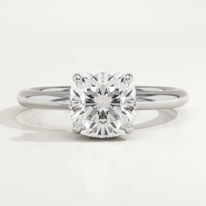 1.75 CT Cushion Cut Hidden Halo Moissanite Engagement Ring