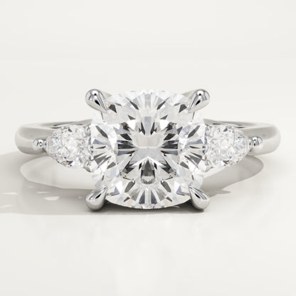 Cushion Cut Three Stone Lab-Grown Diamond Engagement Ring