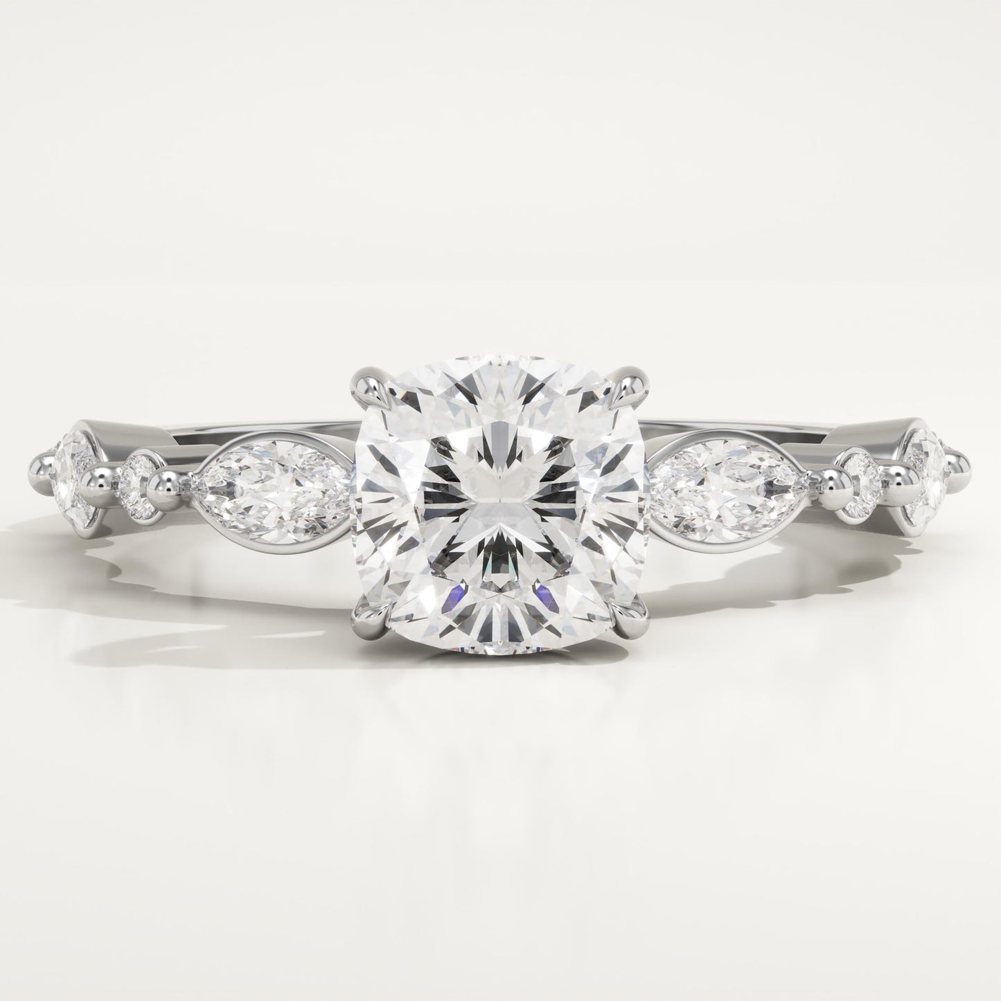 Cushion Cut Pave Lab-Grown Diamond Engagement Ring