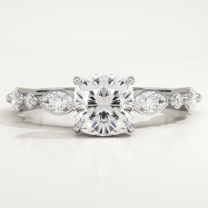 Cushion Cut Pave Lab-Grown Diamond Engagement Ring
