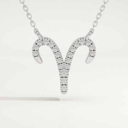 0.098 TCW Round Lab-Grown Diamond Aries Zodiac Necklace
