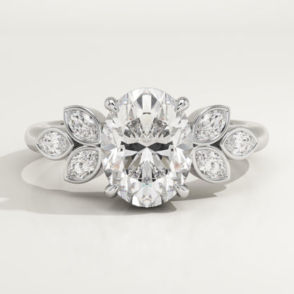 Oval Cut Cluster Lab-Grown Diamond Engagement Ring