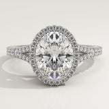 2.0 CT Oval Cut Halo & Pave Lab-Grown Diamond Engagement Ring
