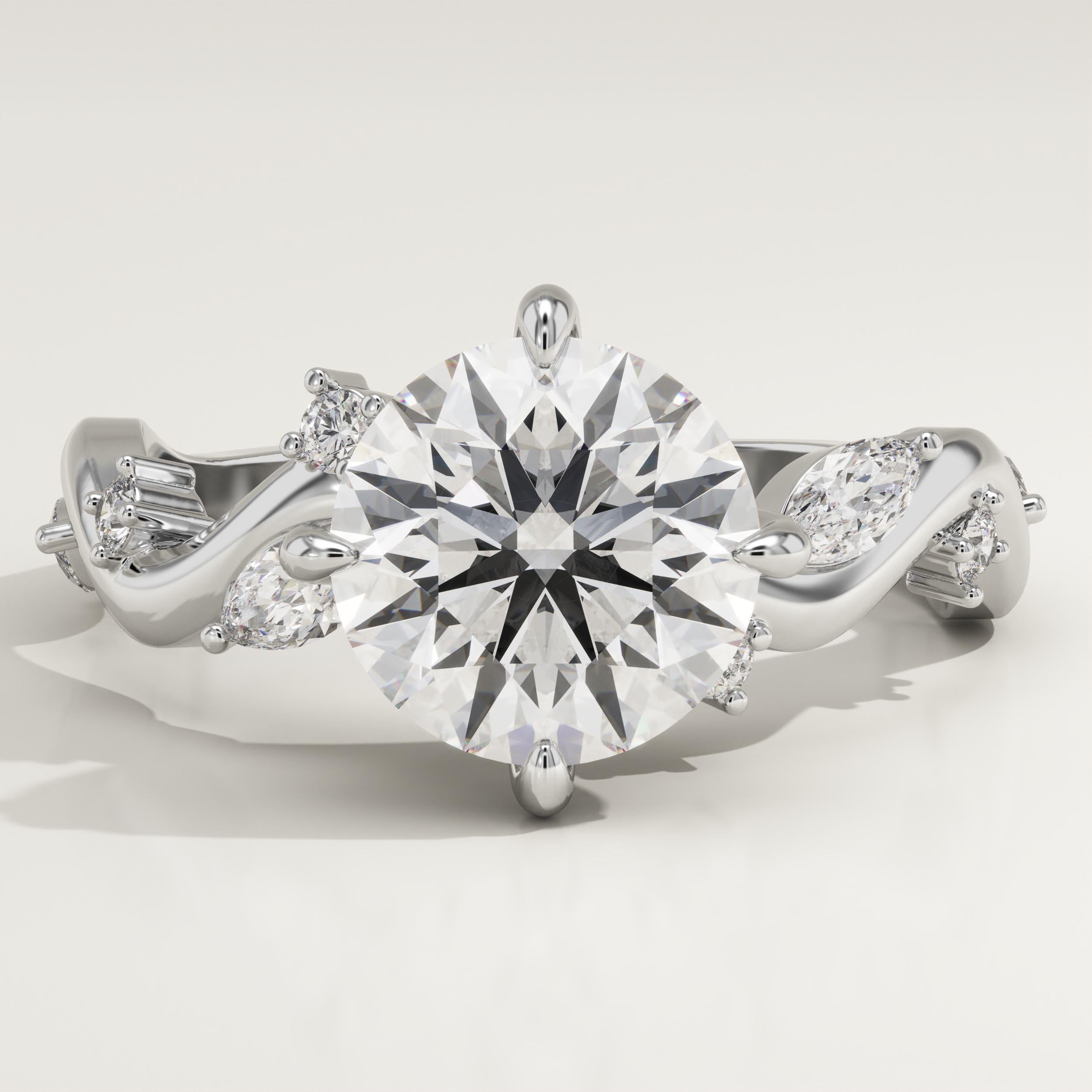 1.5 CT Round Cut Twig Pave Lab-Grown Diamond Engagement Ring