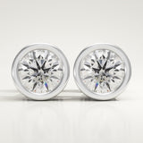 1 TCW Round Bezel Lab-Grown Diamond Stud Earrings