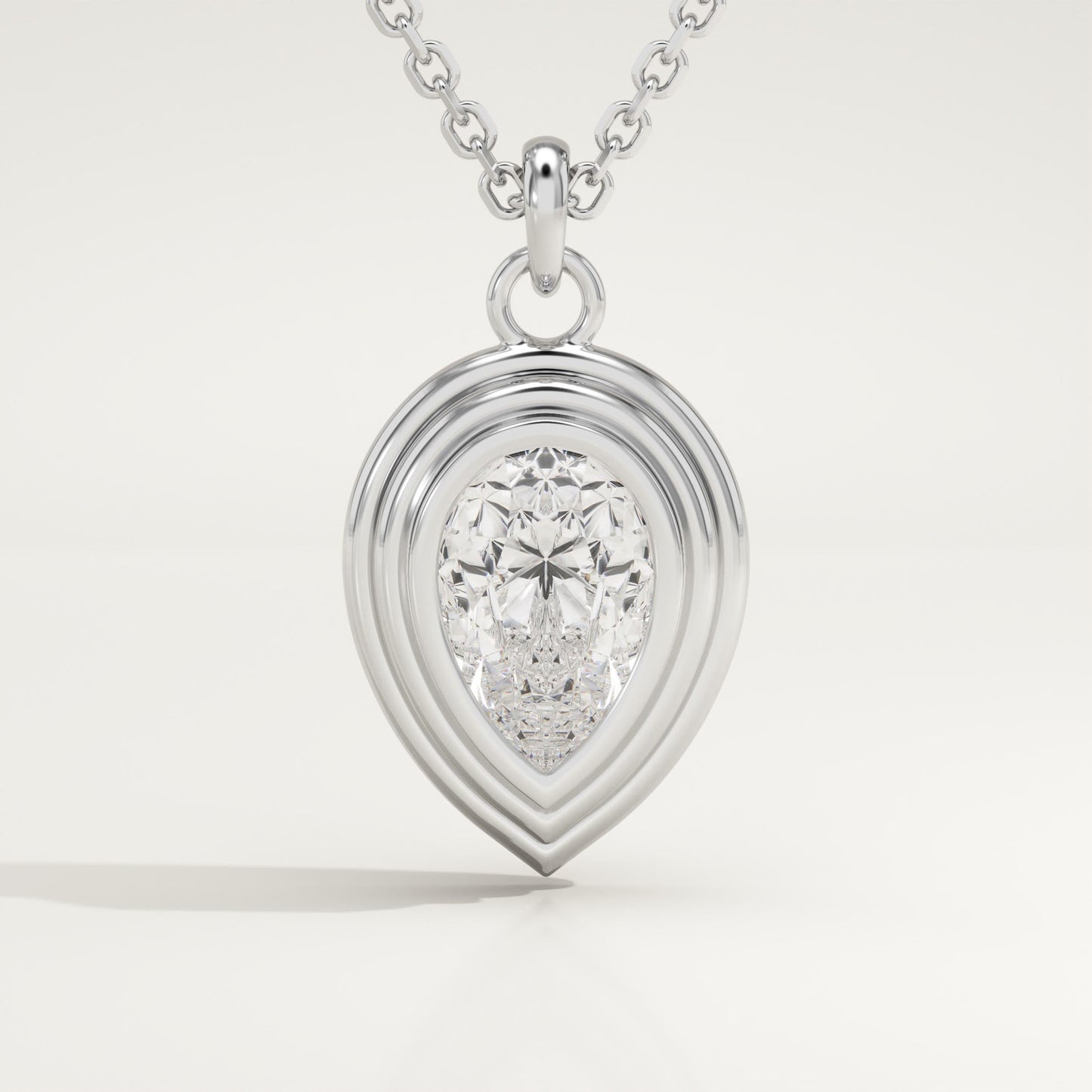 2 CT Pear Lab-Grown Diamond Solitaire & Bezel Necklace