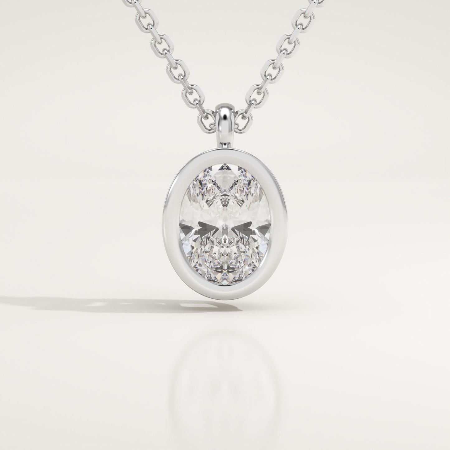 2 CT Oval Lab-Grown Diamond Solitaire & Bezel Necklace