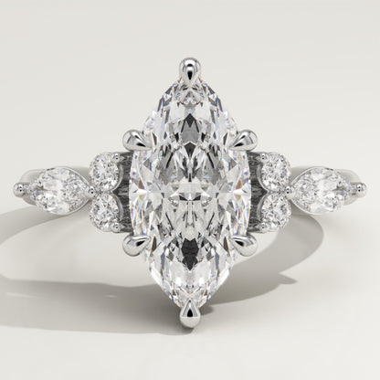 Marquise Cut Cluster Lab-Grown Diamond Engagement Ring