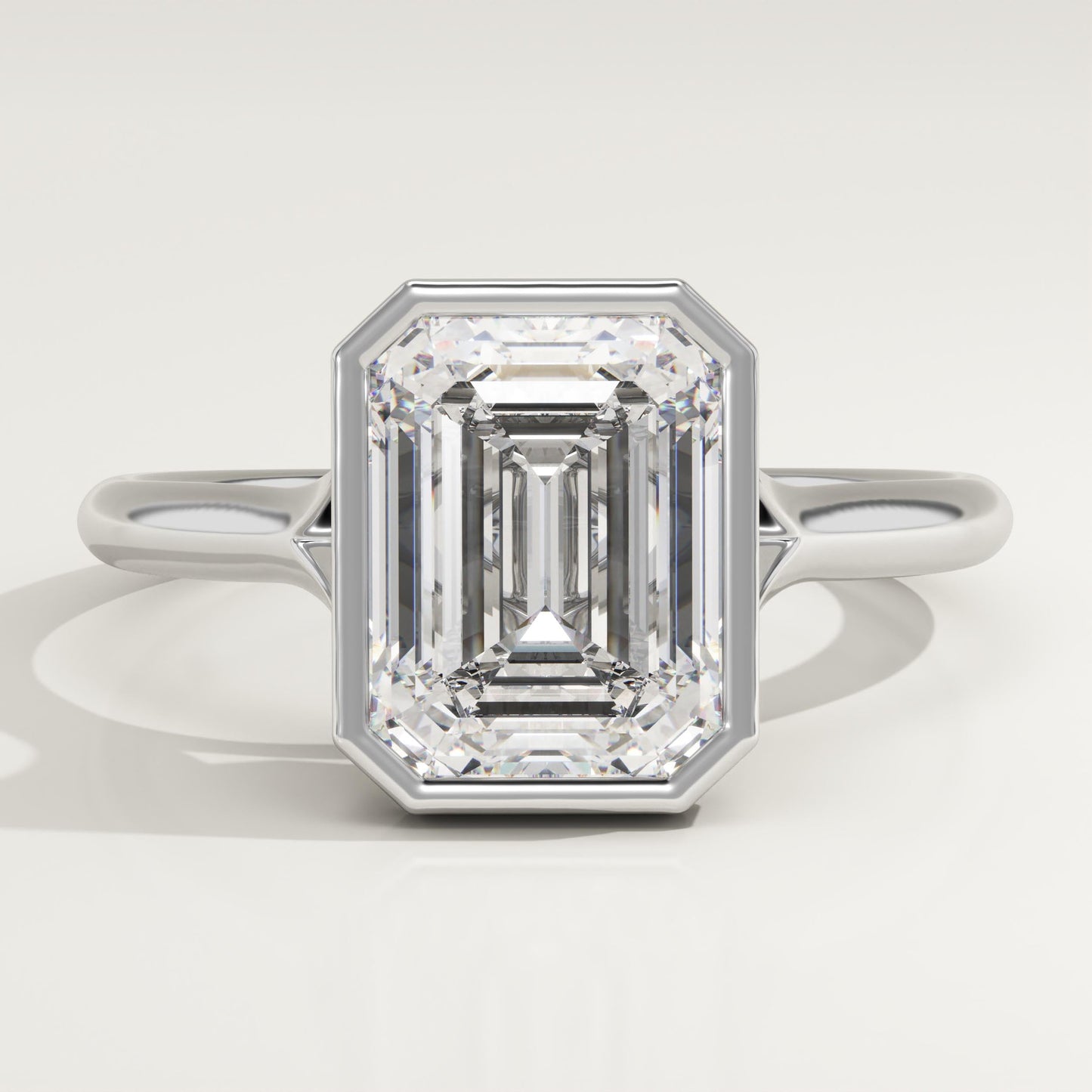 Emerald Cut Bezel Split Shank Lab-Grown Diamond Engagement Ring