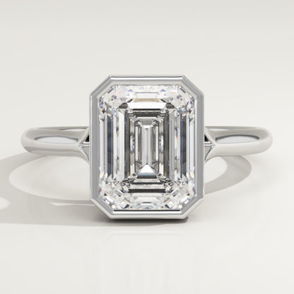 Emerald Cut Bezel Split Shank Lab-Grown Diamond Engagement Ring