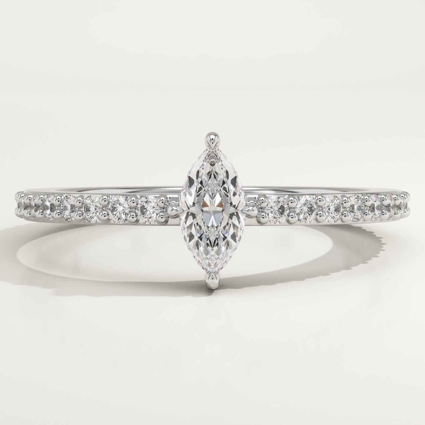 Marquise Cut Pave Lab-Grown Diamond Engagement Ring