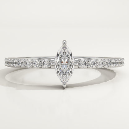 Marquise Cut Pave Lab-Grown Diamond Engagement Ring