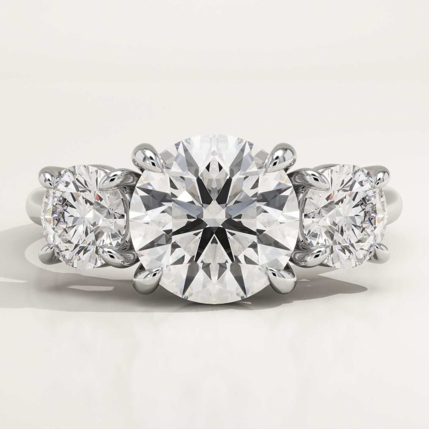 2 CT Round Cut Three Stone Moissanite Engagement Ring