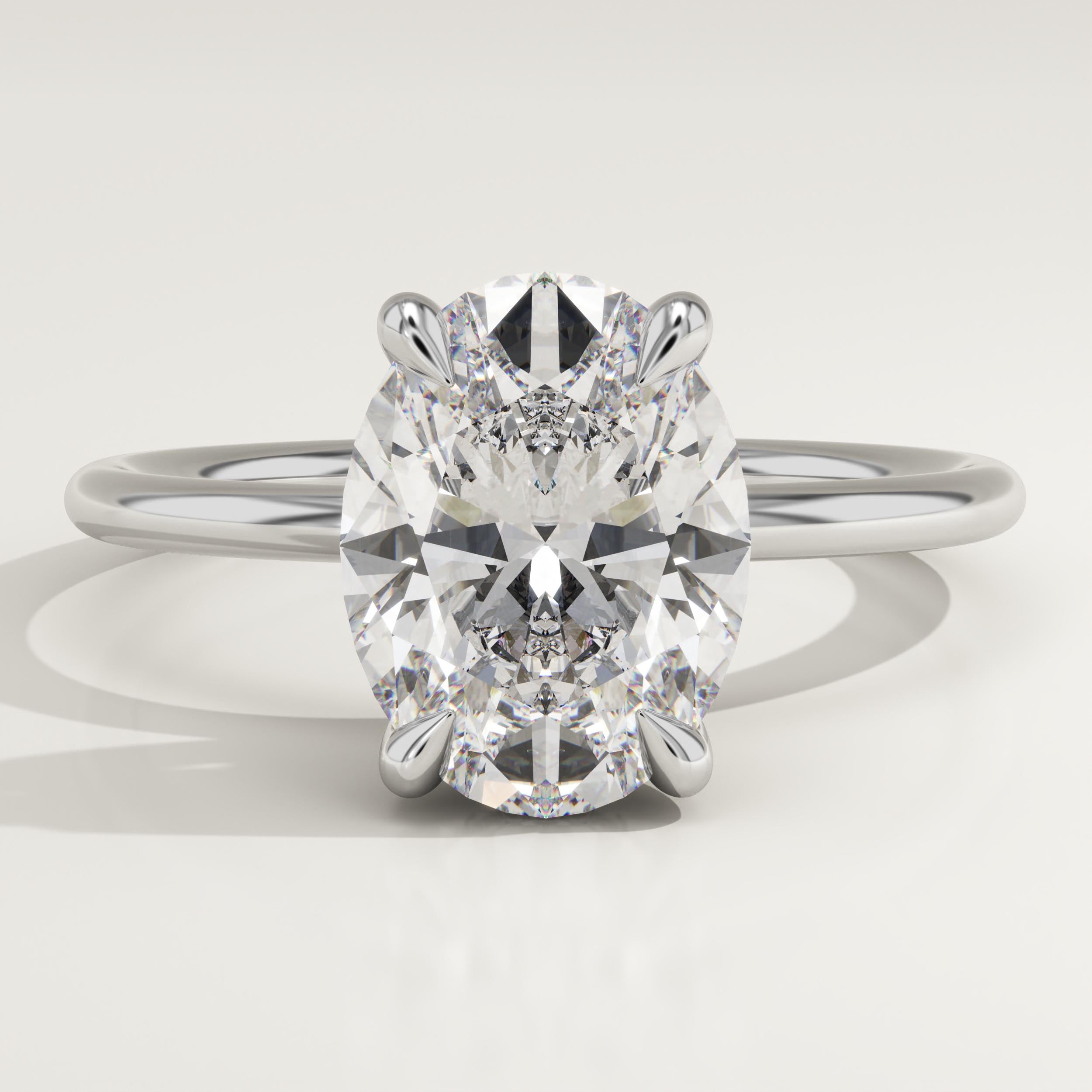 2.0 CT Oval Cut Hidden Halo Lab-Grown Diamond Engagement Ring