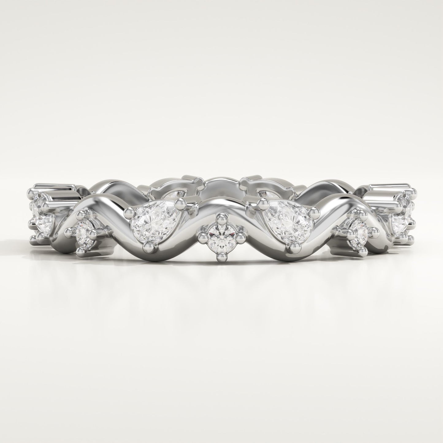 0.56 TCW Round & Pear Lab-Grown Diamond Curved Wedding Band
