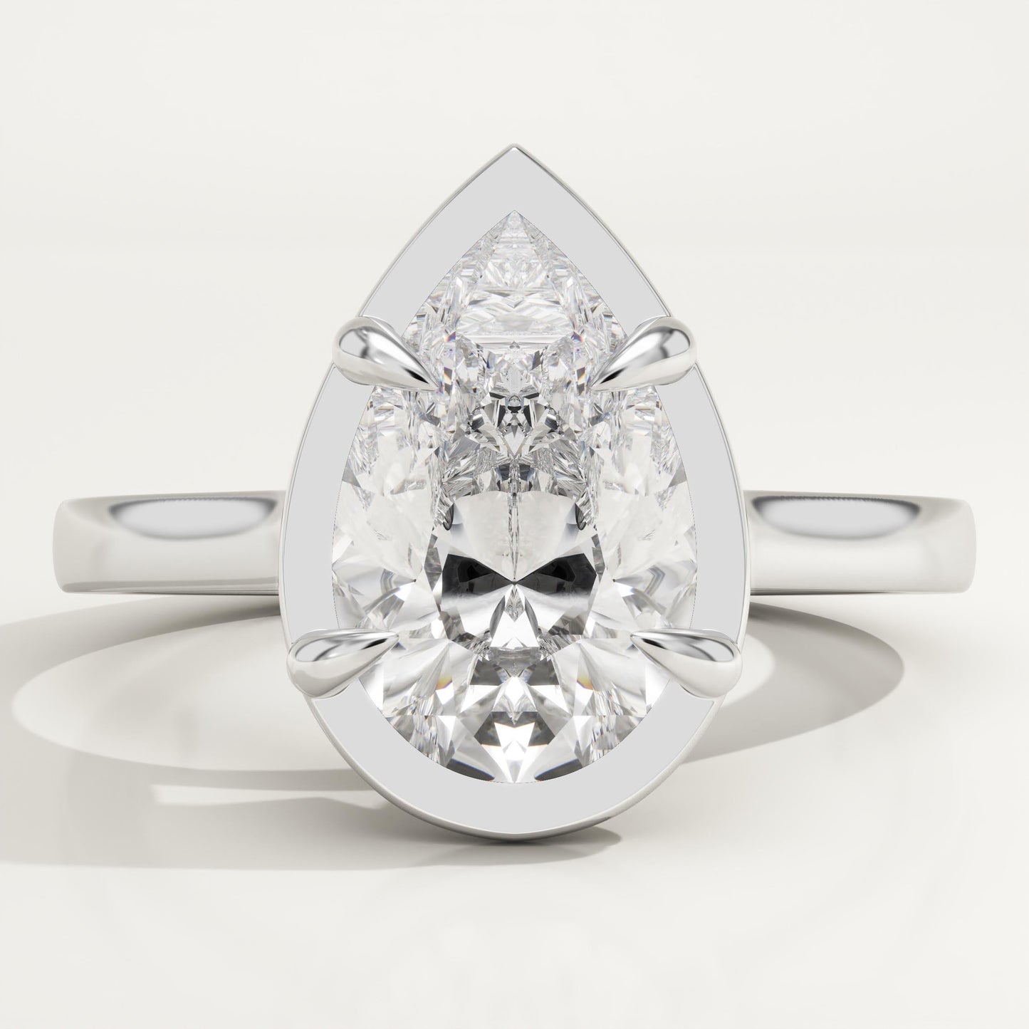 Pear Cut Solitaire Cathedral Lab-Grown Diamond Engagement Ring