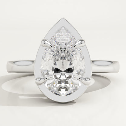 Pear Cut Solitaire Cathedral Lab-Grown Diamond Engagement Ring