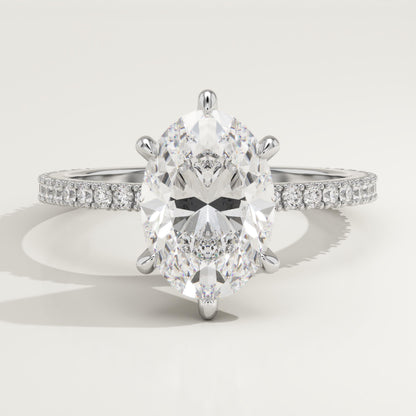 Oval Cut Pave Lab-Grown Diamond Engagement Ring
