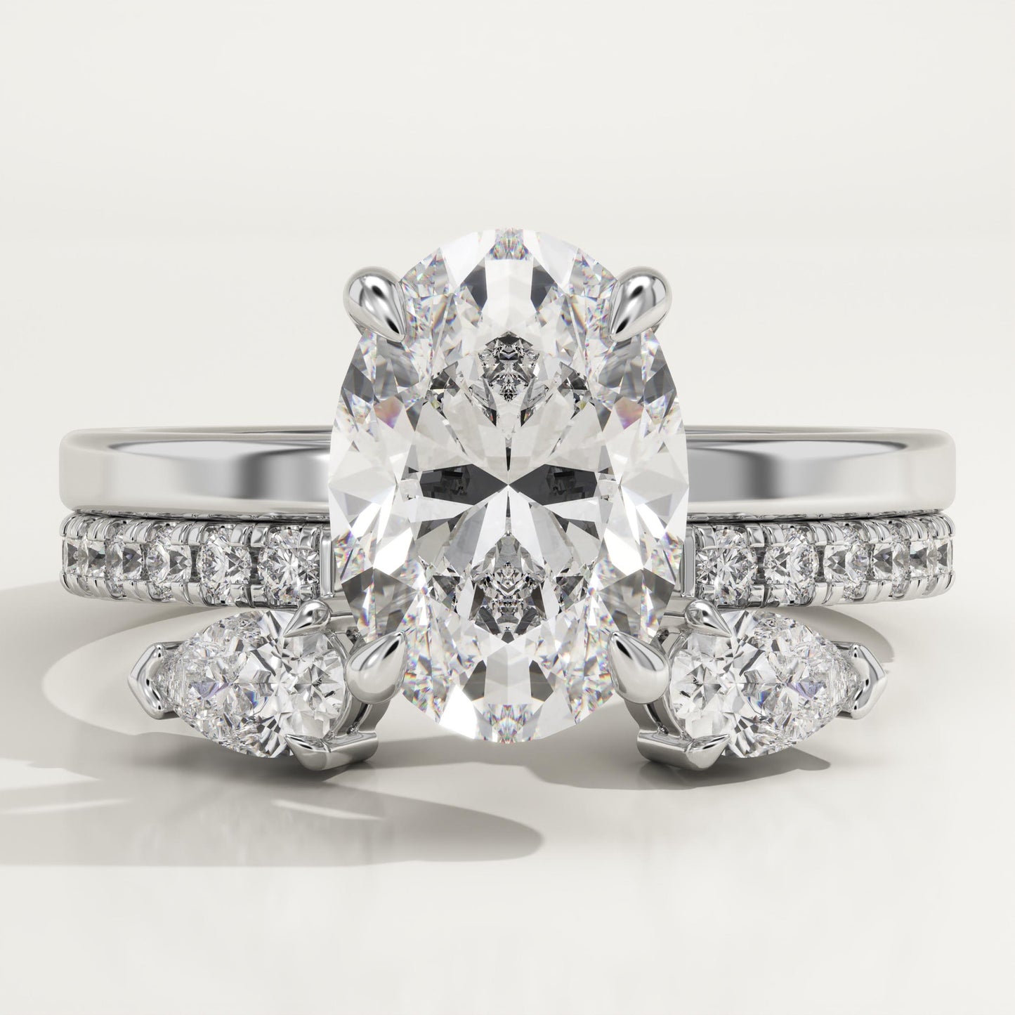Oval Cut Cluster Lab-Grown Diamond Bridal Set