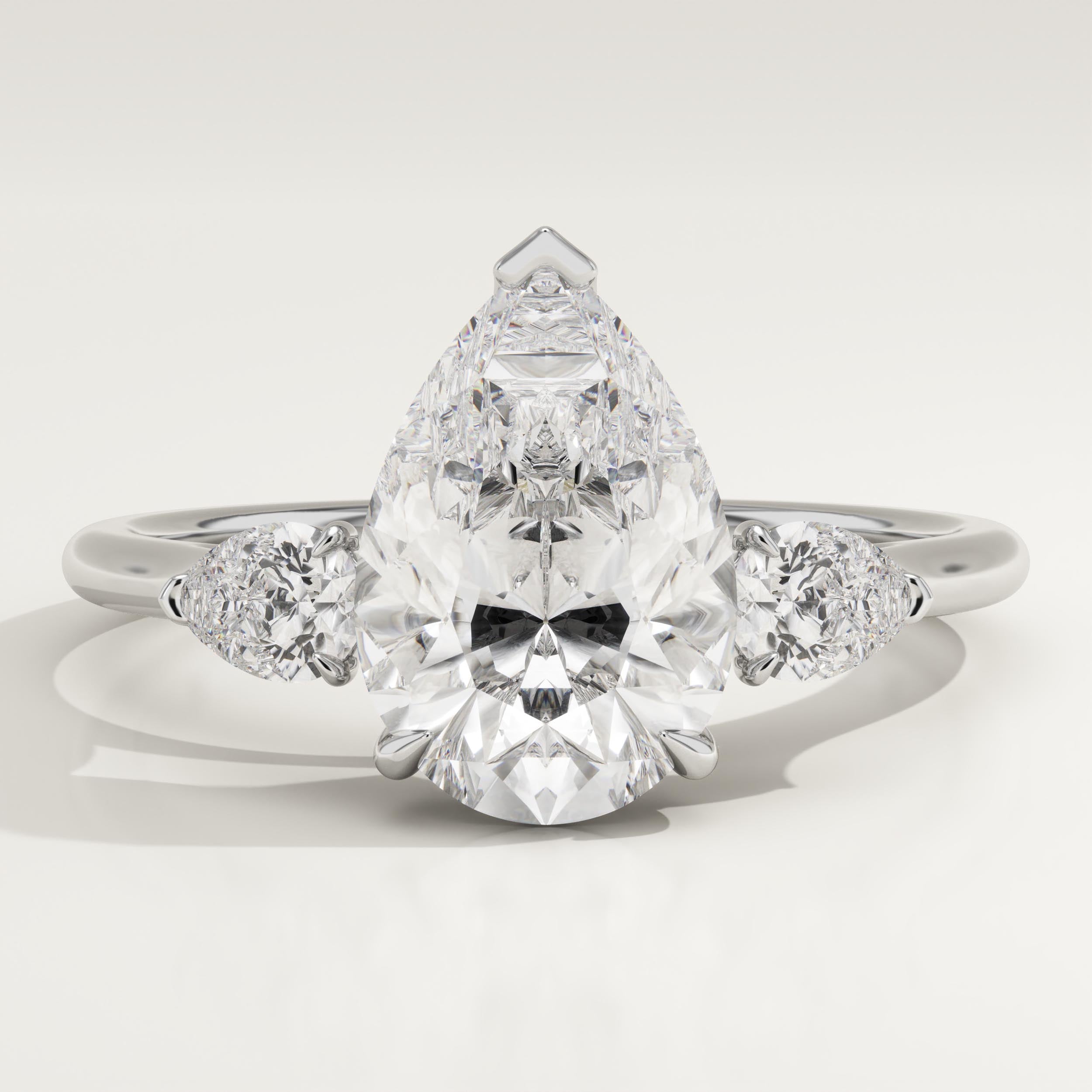2.0 CT Pear Cut Three Stone Lab-Grown Diamond Engagement Ring