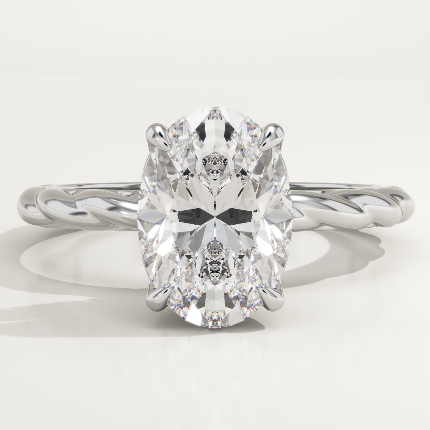 Oval Cut Twisted Shank Lab-Grown Diamond Engagement Ring