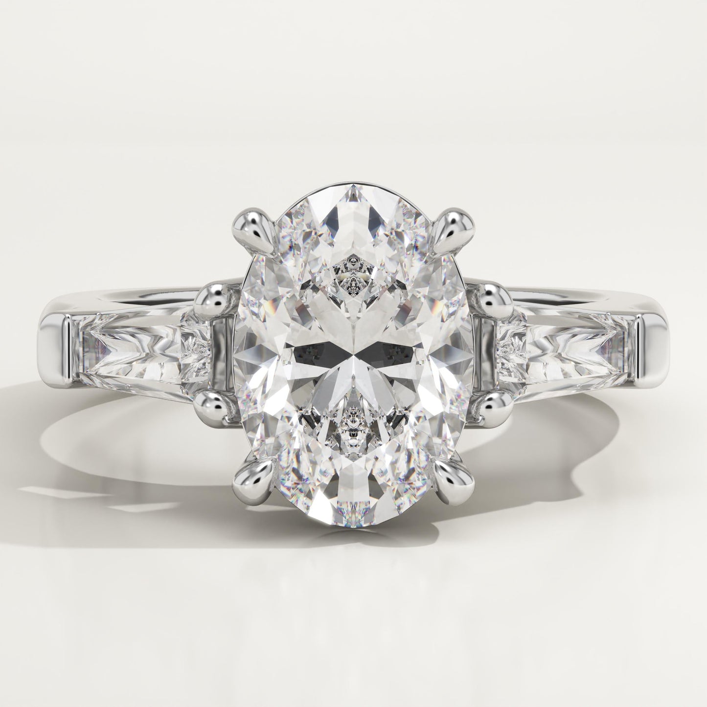 Oval Cut Three Stone Lab-Grown Diamond Engagement Ring