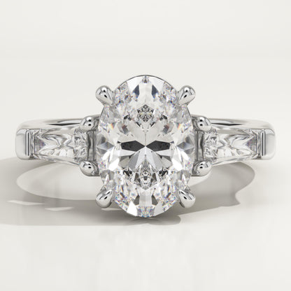 Oval Cut Three Stone Lab-Grown Diamond Engagement Ring