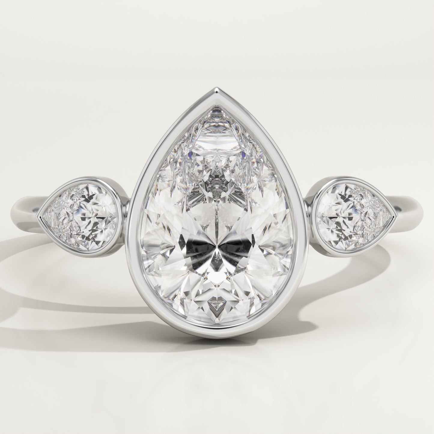 Pear Cut Three Stone Lab-Grown Diamond Engagement Ring