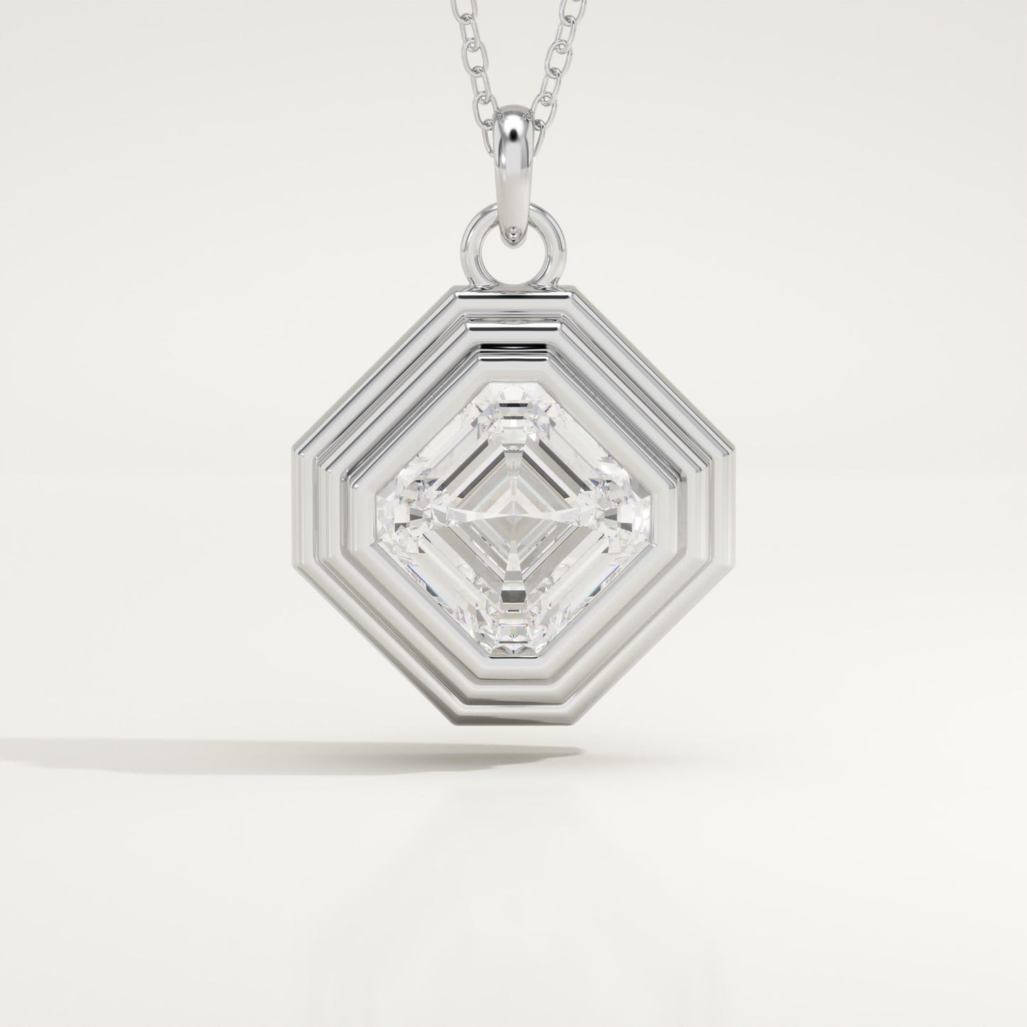 2 CT Asscher Lab-Grown Diamond Solitaire & Bezel Necklace