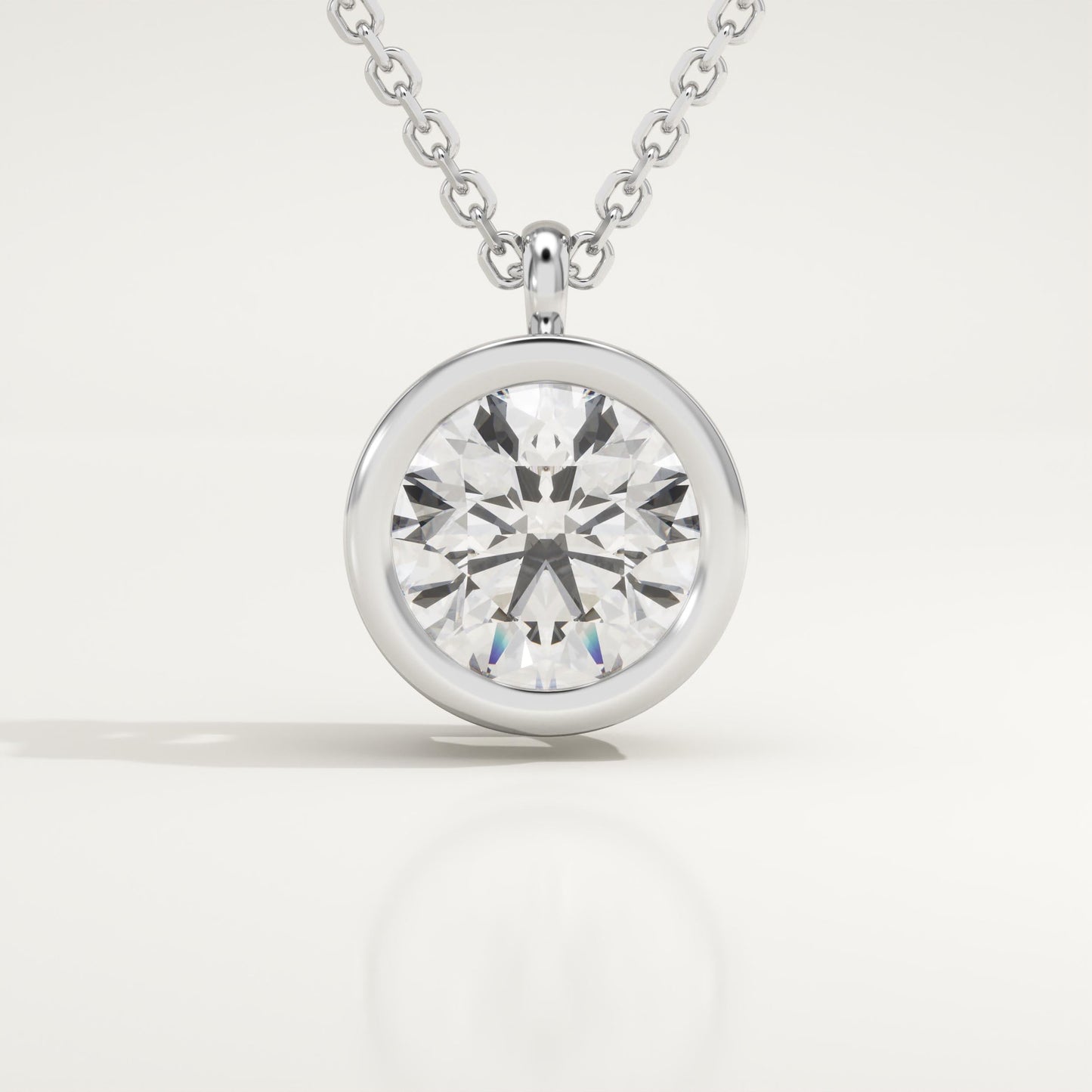 2 CT Round Lab-Grown Diamond Solitaire & Bezel Necklace