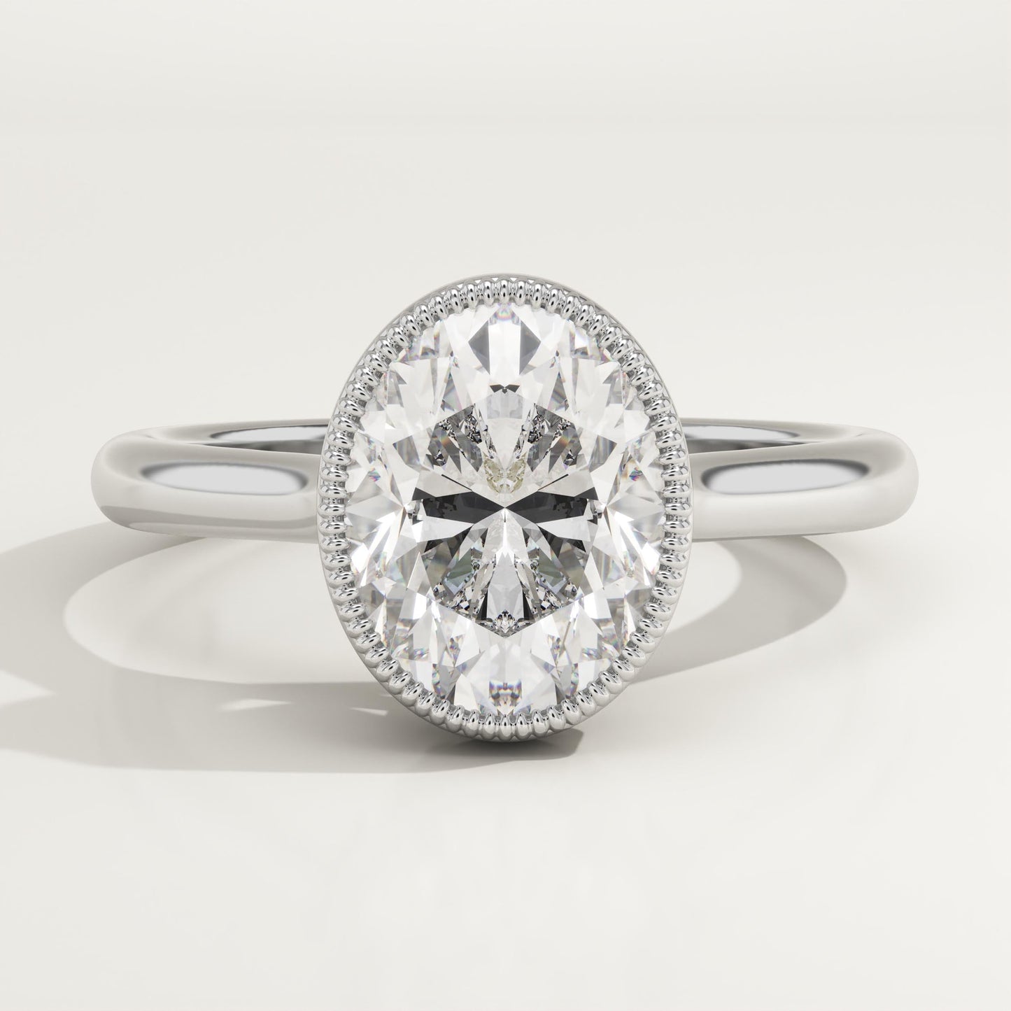 Oval Cut Bezel Lab-Grown Diamond Engagement Ring
